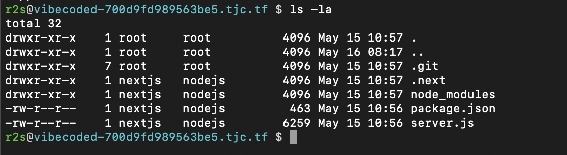 ls -la output