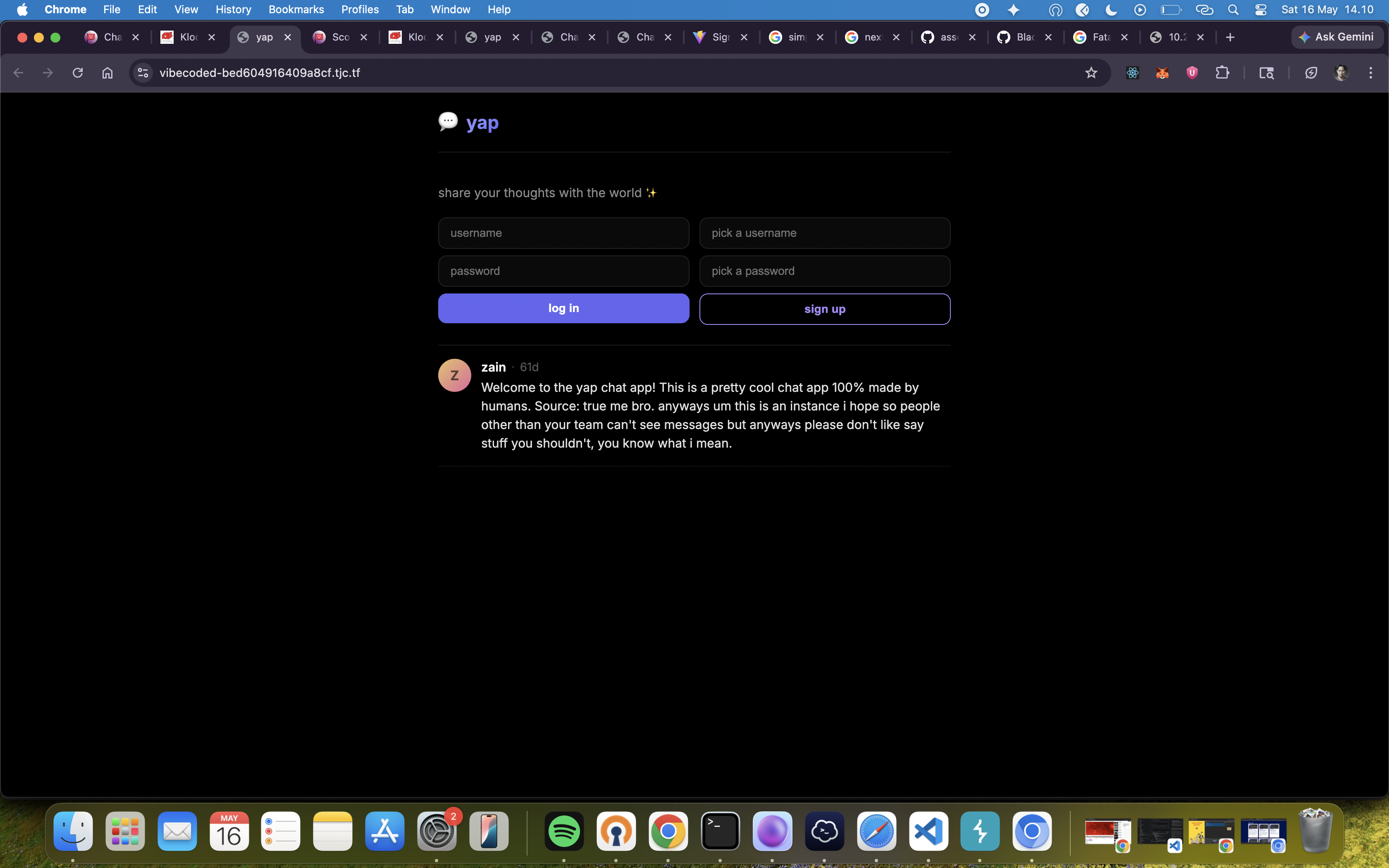 App homepage