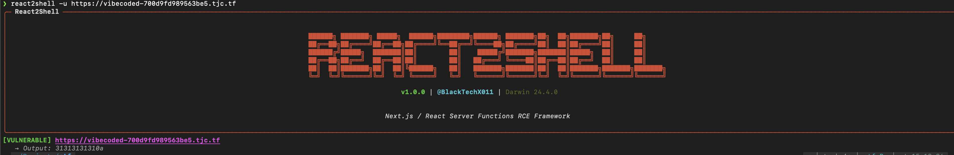 React2Shell scan output