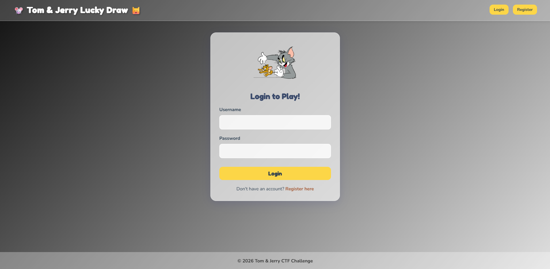 Login page
